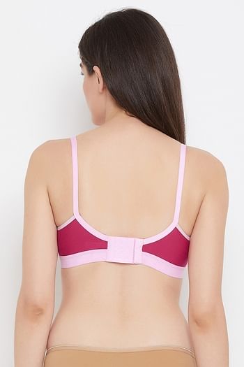 Back listing image for Non-Padded Non-Wired Full Coverage Spacer Cup Feeding Bra in Pink - Cotton Rich