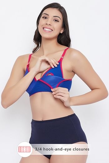 Front listing image for Non-Padded Non-Wired Feeding Bra in Electric Blue - Cotton