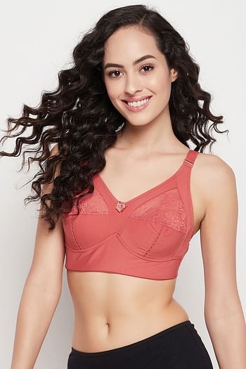 Front listing image for Non-Padded Non-Wired Full Coverage Plus Size Minimizer Bra in Peach