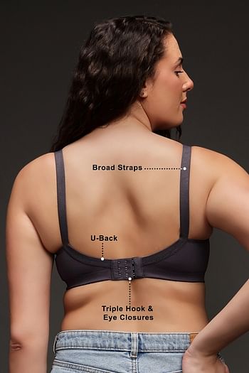 Back listing image for Non-Padded Non-Wired Full Coverage Plus Size Minimizer Bra in Plum Colour
