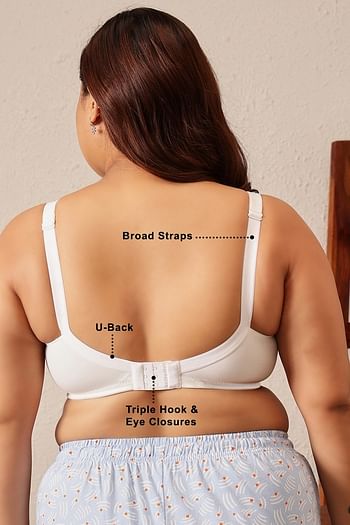 Back listing image for Non-Padded Non-Wired Full Coverage Plus Size Minimizer Bra in White