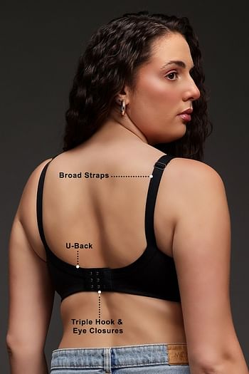 Back listing image for Non-Padded Non-Wired Full Coverage Plus Size Minimizer Bra in Black