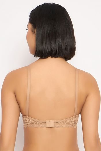 Back listing image for Non-Padded Non-Wired Full Coverage Spacer Cup Bra in Nude Colour - Cotton