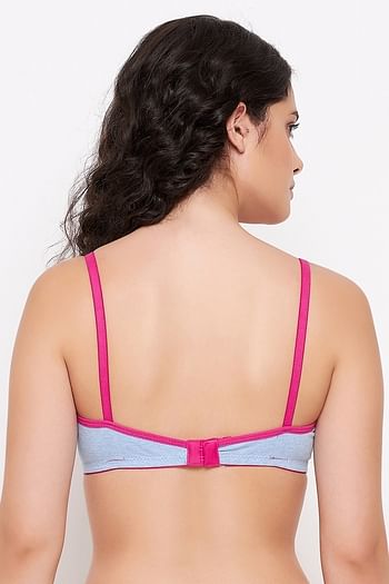 Back listing image for Non-Padded Non-Wired Full Cup Bra in Light Blue - Cotton