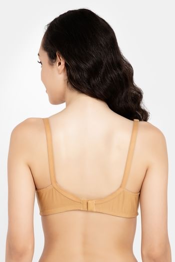 Back listing image for Non-Padded Non-Wired Full Cup Bra in Nude Colour - Cotton