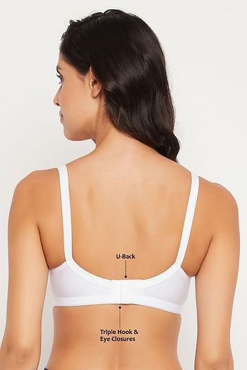 Back listing image for Non-Padded Non-Wired Full Coverage Bra in White - Cotton