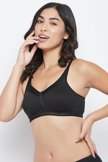 Front listing image for Non-Padded Non-Wired Spacer Cup Full Figure Bra in Black - Cotton