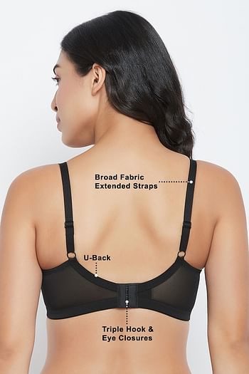 Back listing image for Non-Padded Non-Wired Spacer Cup Full Figure Bra in Black - Cotton