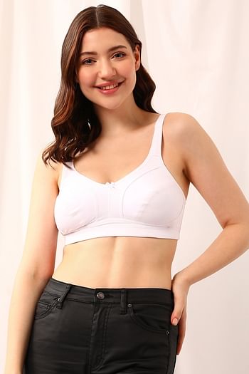 Front listing image for Non-Padded Non-Wired Full Coverage Full-Figure Bra in White - Cotton