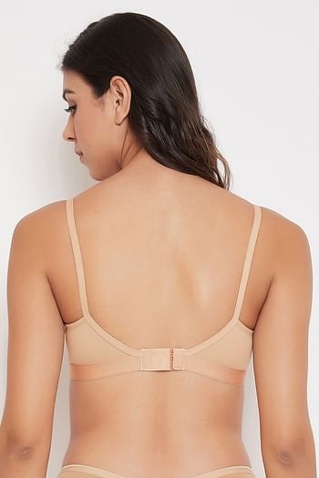 Back listing image for Non-Padded Non-Wired Full Coverage T-shirt Bra in Nude Colour - Cotton