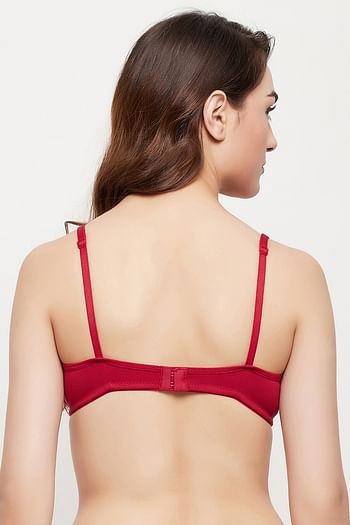 Back listing image for Non-Padded Non-Wired Full Coverage T-shirt Bra in Maroon - Cotton