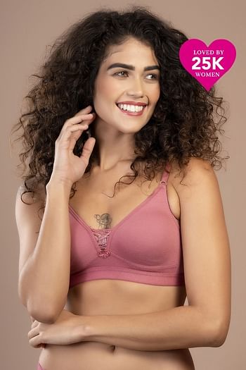 Front listing image for Non-Padded Non-Wired Full Coverage T-shirt Bra in Salmon Pink - Cotton