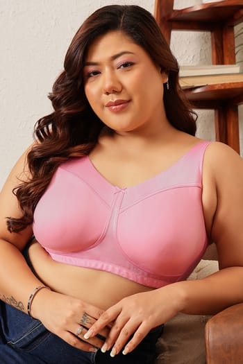 Clovia Non-Wired Spacer Cup Full-Figure Bra in Baby Pink - Cotton