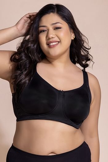 Front listing image for Non-Padded Non-Wired Full Figure Minimizer Bra in Black