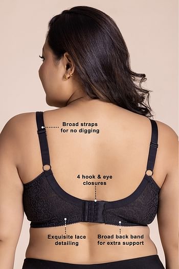 Back listing image for Non-Padded Non-Wired Full Figure Minimizer Bra in Black