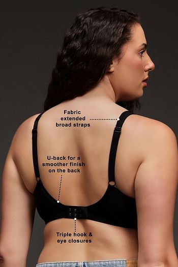Back listing image for Non-Padded Non-Wired Full Figure Bra in Black - Cotton