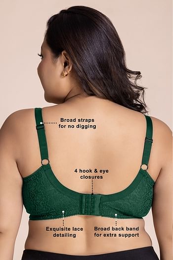Back listing image for Non-Padded Non-Wired Full Figure Minimizer Bra in Emerald Green