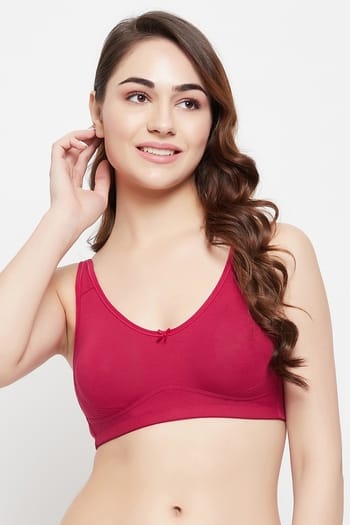 Clovia Non-Padded Non-Wired Full Figure Bra in Magenta - Cotton