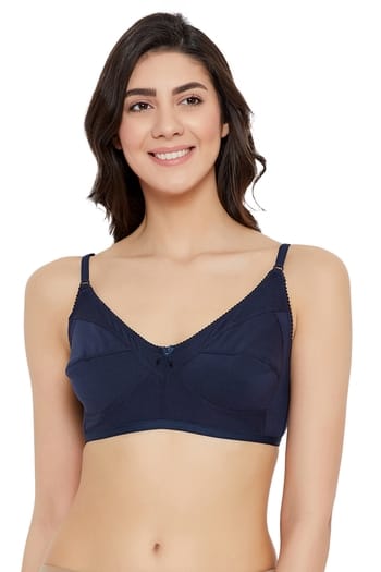 Clovia Non-Padded Non-Wired Figure Bra in Navy Blue - Cotton Rich