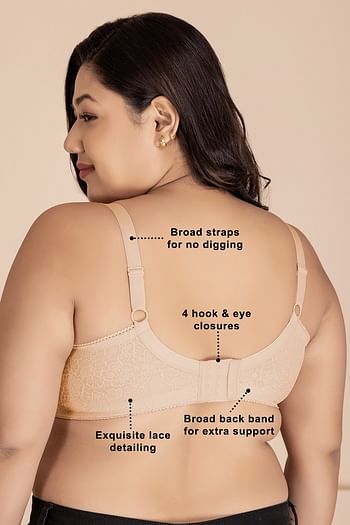 Back listing image for Non-Padded Non-Wired Full Figure Minimizer Bra in Nude Colour