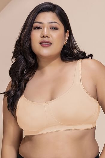 Front listing image for Non-Padded Non-Wired Full Figure Minimizer Bra in Nude Colour