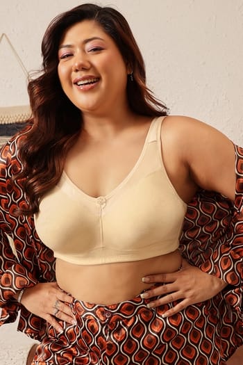 Clovia Non-Padded Non-Wired Full Figure Bra in Nude Colour - Cotton