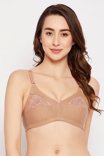 Front listing image for Non-Padded Non-Wired Full Figure Bra in Nude Colour - Cotton