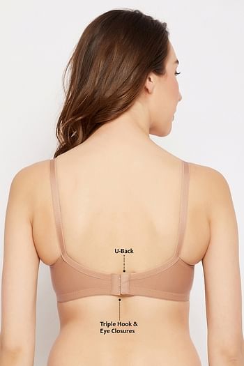 Back listing image for Non-Padded Non-Wired Full Figure Bra in Nude Colour - Cotton