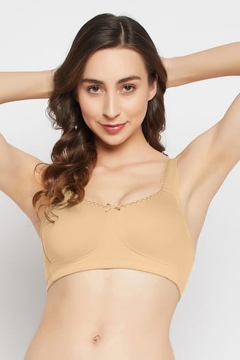 Clovia Non-Padded Non-Wired Full Figure Bra in Nude Colour - Cotton