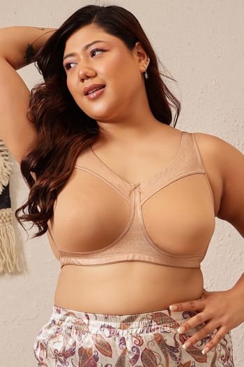 Clovia Non-Wired Spacer Cup Full-Figure Bra in Nude Colour - Cotton