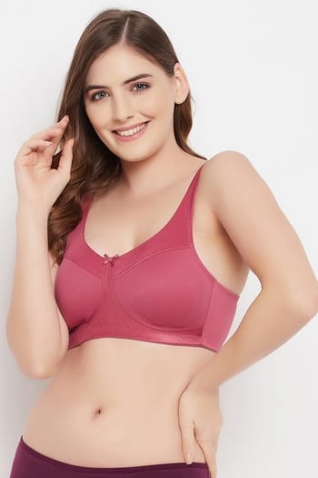 Clovia Non-Wired Spacer Cup Full-Figure Bra in Rose Pink - Cotton