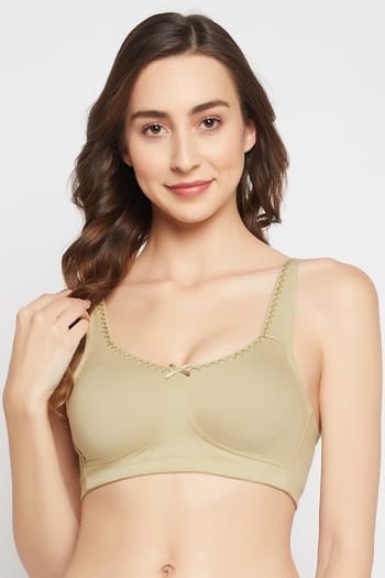 Clovia Non-Padded Non-Wired Full Figure Bra in Sage Green - Cotton