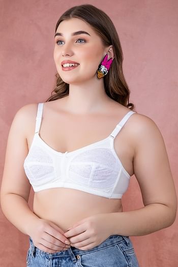 Back listing image for Non-Padded Non-Wired Full Figure Bra in White