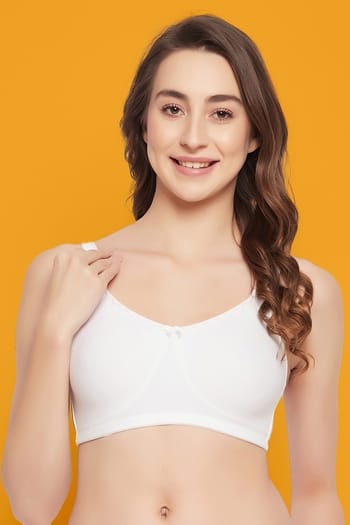 Clovia Non-Padded Non-Wired Full Figure Bra in White - Cotton
