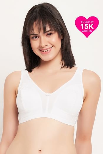Front listing image for Non-Padded Non-Wired Full Figure Bra in White - Cotton