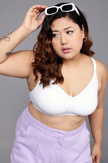 Back listing image for Non-Padded Non-Wired Full Figure Multiway Bra in White - Cotton Rich