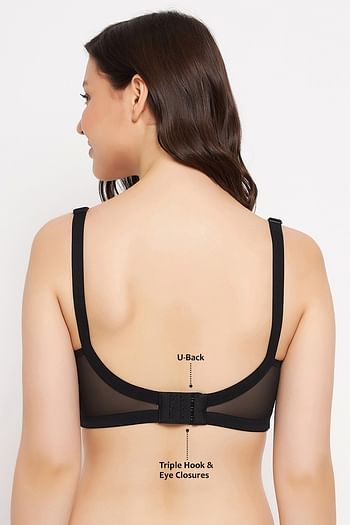 Back listing image for Non-Padded Non-Wired Full Figure Plus Size Bra in Black - Lace