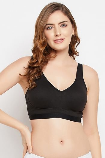 Front listing image for Non-Padded Non-Wired Full Figure Spacer Cup T-shirt Bra in Black - Cotton Rich