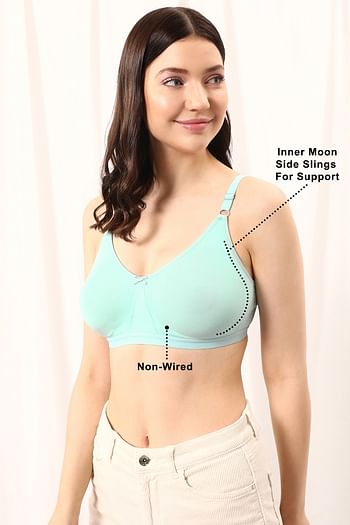 Back listing image for Non-Padded Non-Wired Full Figure T-shirt Bra in Sky Blue - Cotton