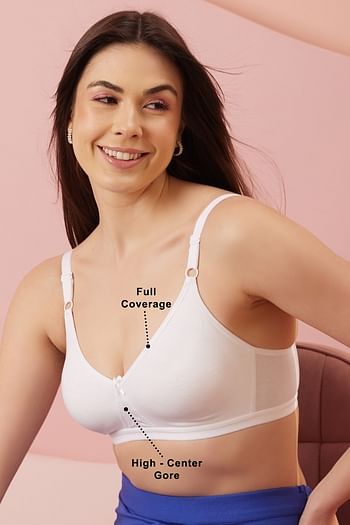 Back listing image for Non-Padded Non-Wired Full Figure T-shirt Bra in White - Cotton