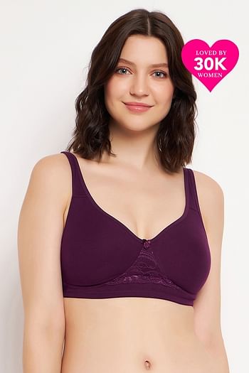 Front listing image for Non-Padded Non-Wired Full Coverage T-shirt Bra in Wine Colour - Cotton