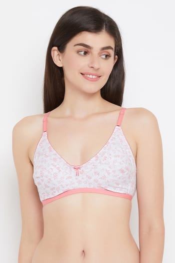 Clovia Non-Padded Non-Wired Printed Full Figure Bra in Grey - Cotton Rich