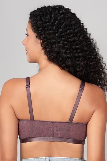 Back listing image for Non-Padded Non-Wired Spacer Cup Easy-On Front Open Full Figure Bra in Dark Mauve - Cotton
