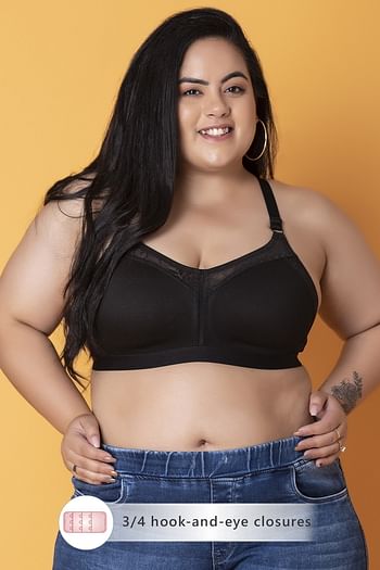 Front listing image for Non-Padded Non-Wired Spacer Cup Full Figure Bra in Black - Cotton