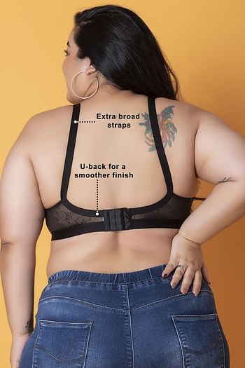 Back listing image for Non-Padded Non-Wired Spacer Cup Full Figure Bra in Black - Cotton