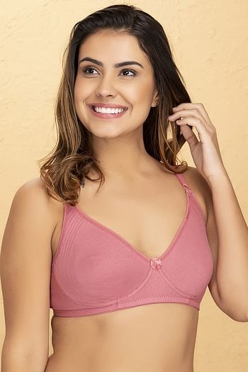 Front listing image for Non-Padded Non-Wired T-Shirt Bra in Duster Pink- Cotton	