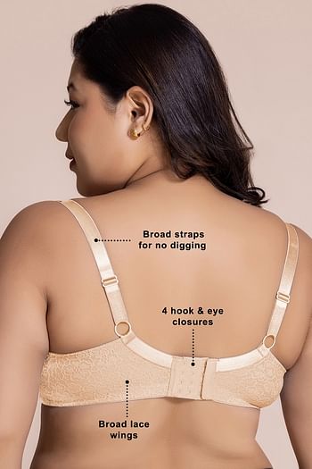 Back listing image for Non-Padded Underwired Full Coverage Minimizer Bra in Nude Colour