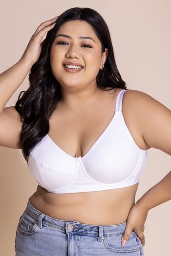 Clovia Non-Padded Underwired Full Figure Bra in White - Cotton