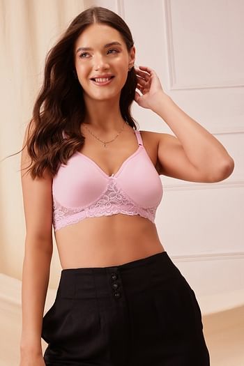 Front listing image for Flair Non-Padded Non-Wired Full Coverage Spacer Cup T-shirt Bra in Baby Pink - Cotton Rich