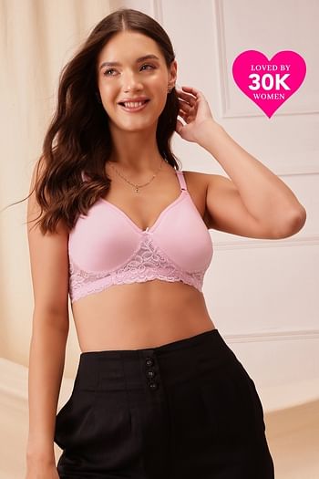Front listing image for Flair Non-Padded Non-Wired Full Coverage Spacer Cup T-shirt Bra in Baby Pink - Cotton Rich
